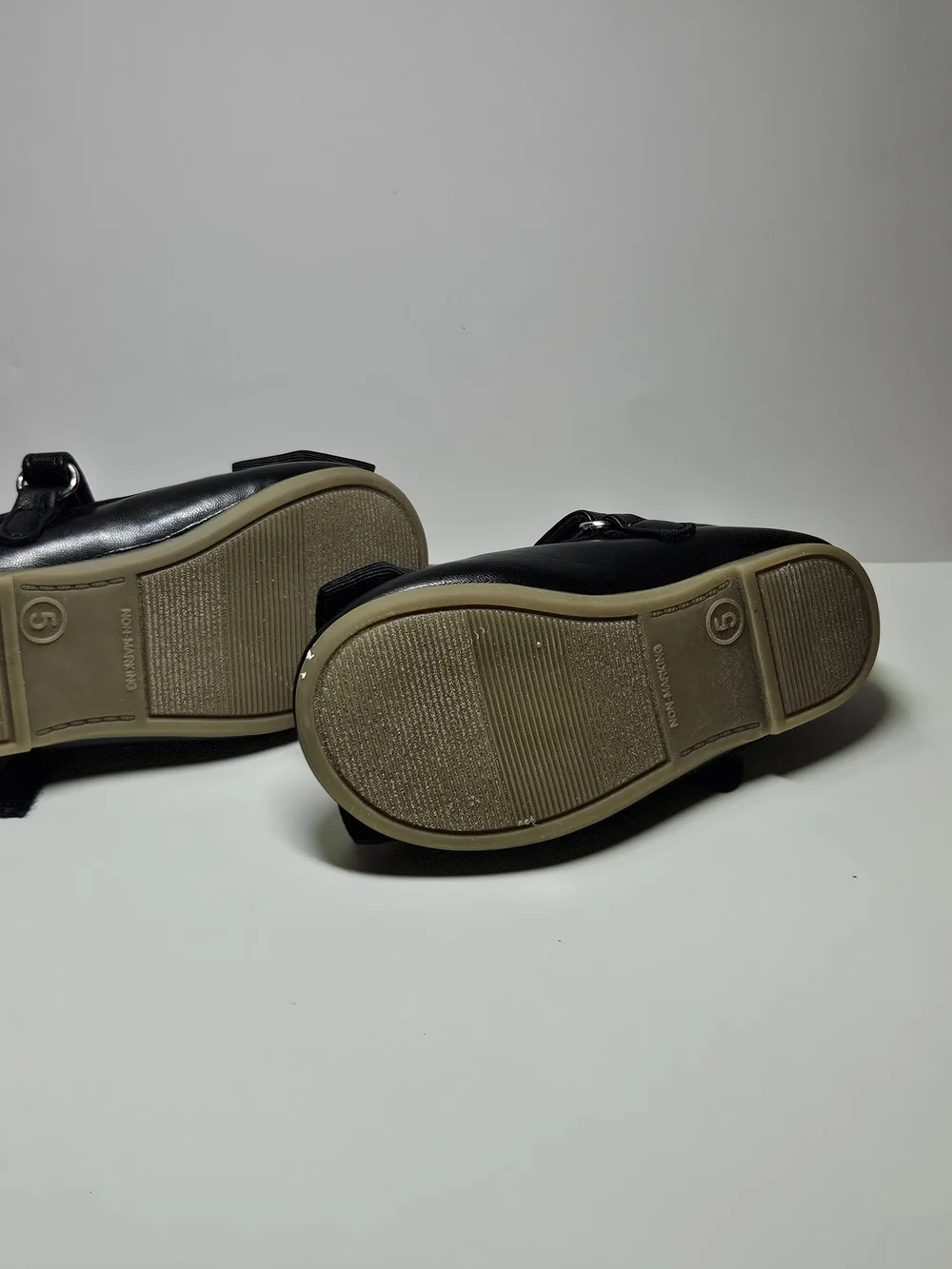 Cherokee Toddler Girls Black Mary Jane Dress Shoes Ribbed Bow Strap Size 5